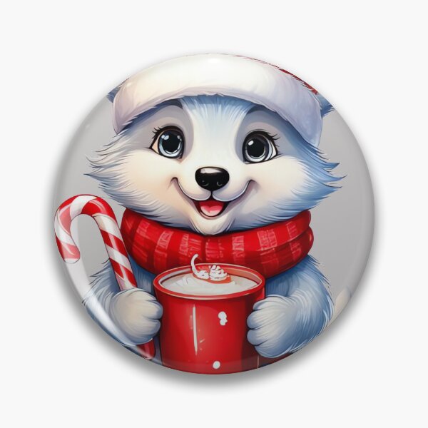 Item preview, Artic Wolf Holding Candy Cane And Hot Cocoa designed and sold by BeachBreezyVA.