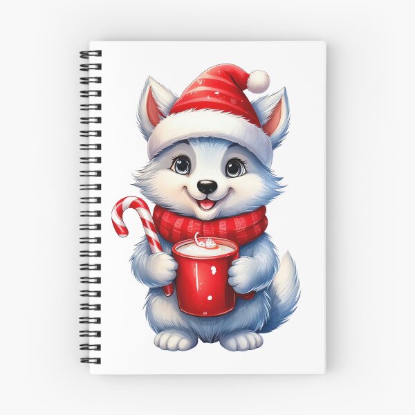 Item preview, Artic Wolf Holding Candy Cane And Hot Cocoa designed and sold by BeachBreezyVA.