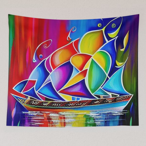 Item preview, Tinted Sails - A sue-real colorful take on a tall ship designed and sold by shakespeare1212.