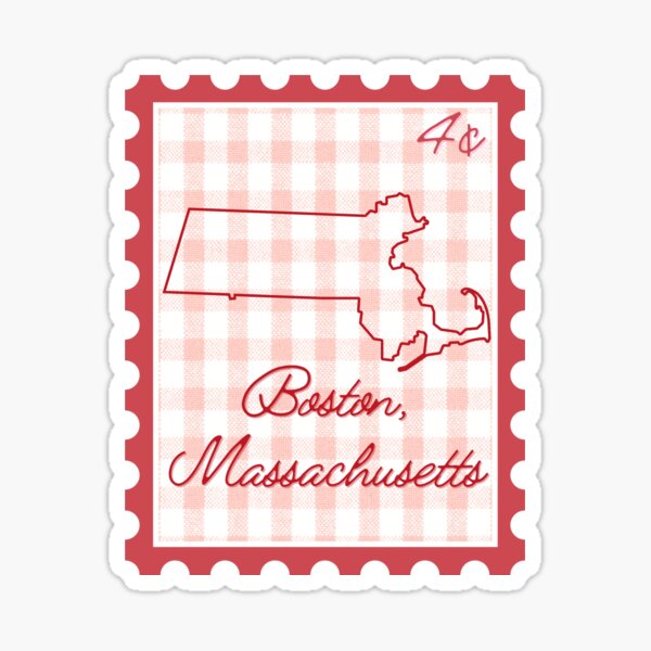 Item preview, Boston Massachusetts pride red gingham heart stamp design designed and sold by CoastalPrintsbyLucy.
