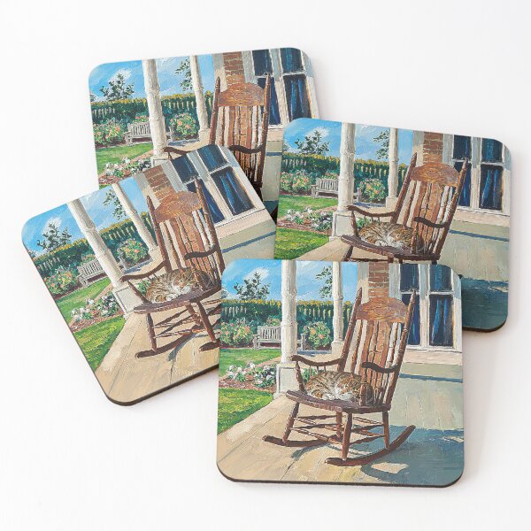 Item preview,   Serene Porch Scene with Cat and Rocking Chair designed and sold by AnimalAirtistry.