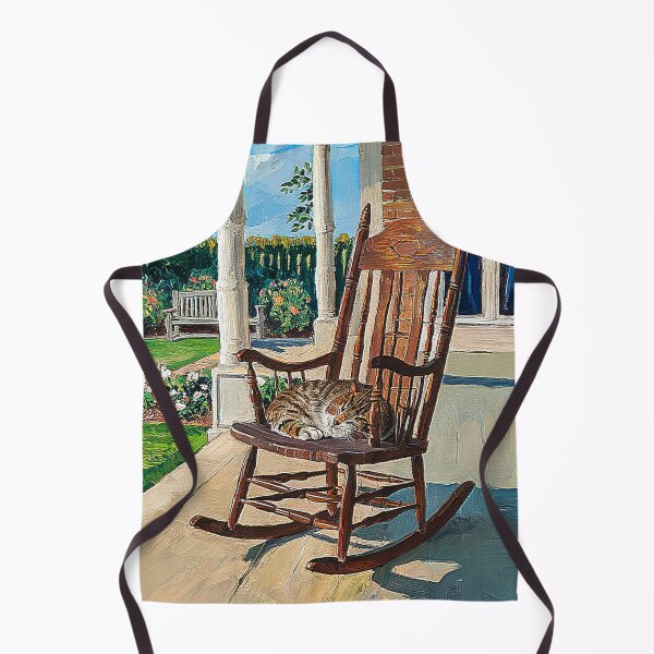 Item preview, Serene Porch Scene with Cat and Rocking Chair designed and sold by AnimalAirtistry.