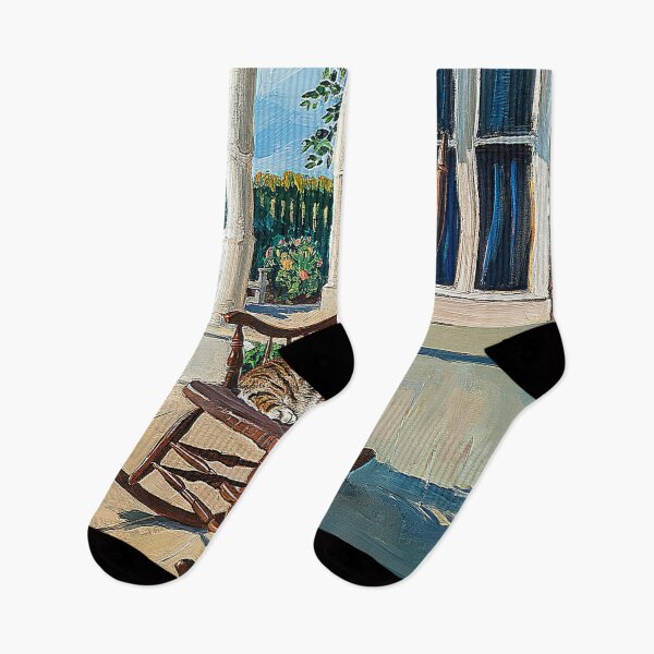Item preview,   Serene Porch Scene with Cat and Rocking Chair designed and sold by AnimalAirtistry.