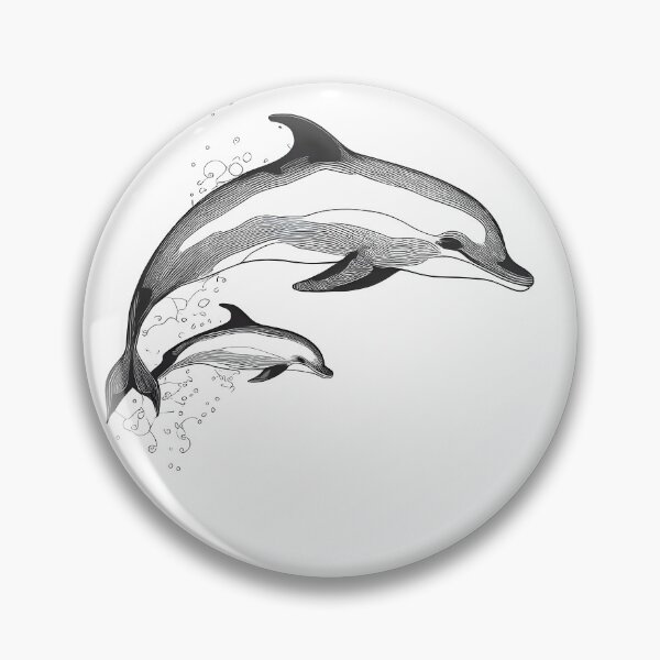 Item preview, Dolphin Duo Leap - Line Art Elegance designed and sold by ShadowAndSlate.