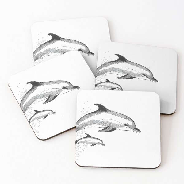 Item preview, Dolphin Duo Leap - Line Art Elegance designed and sold by ShadowAndSlate.