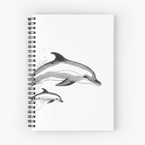 Item preview, Dolphin Duo Leap - Line Art Elegance designed and sold by ShadowAndSlate.