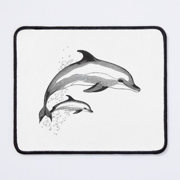 Item preview, Dolphin Duo Leap - Line Art Elegance designed and sold by ShadowAndSlate.