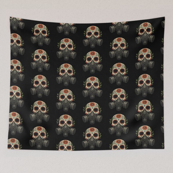Item preview, Mexican Skull with Realistic Gas Mask designed and sold by LaNadaYFundante.