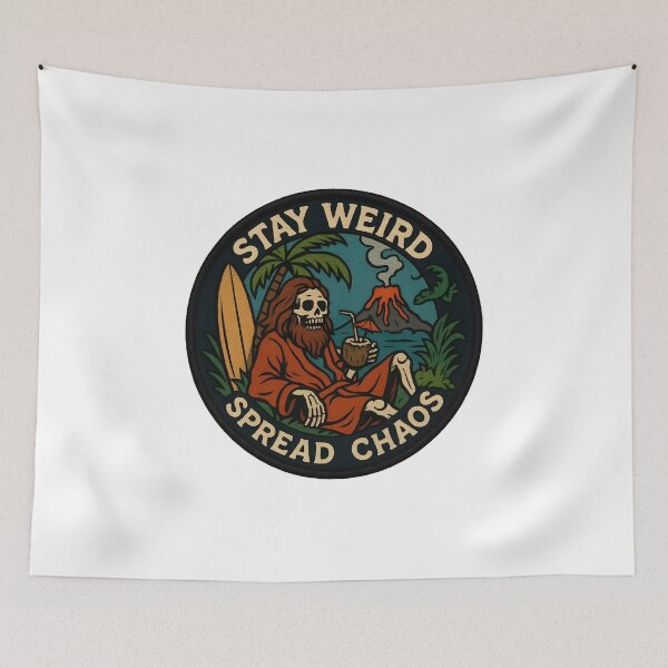 Item preview, Stay Weird, Spread Chaos. Skeleton. Funny Slogan. designed and sold by aishow.