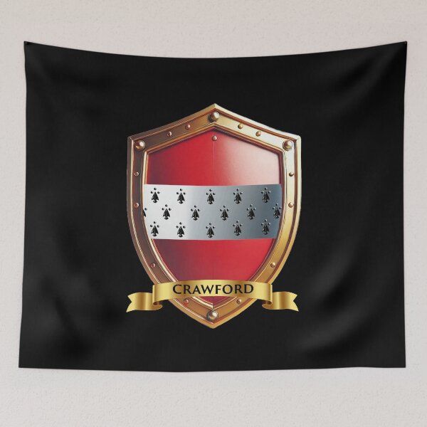 Item preview, Crawford Coat of Arms  Heraldic Crest with Gold Banner designed and sold by Highlandkings.