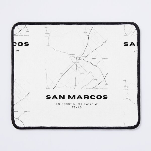 Item preview, San Marcos Map – River City Minimalist Poster in Black & White designed and sold by RM-Journey.