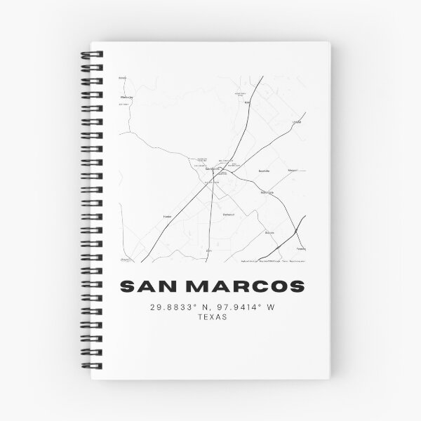Item preview, San Marcos Map – River City Minimalist Poster in Black & White designed and sold by RM-Journey.