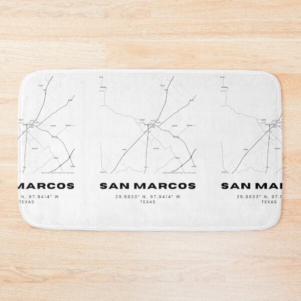 Item preview, San Marcos Map – River City Minimalist Poster in Black & White designed and sold by RM-Journey.