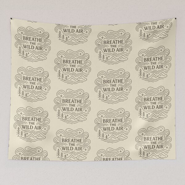 Item preview, Breathe the Wild Air – Minimal Nature Line Art with Mountains and Trees designed and sold by Fikuall.