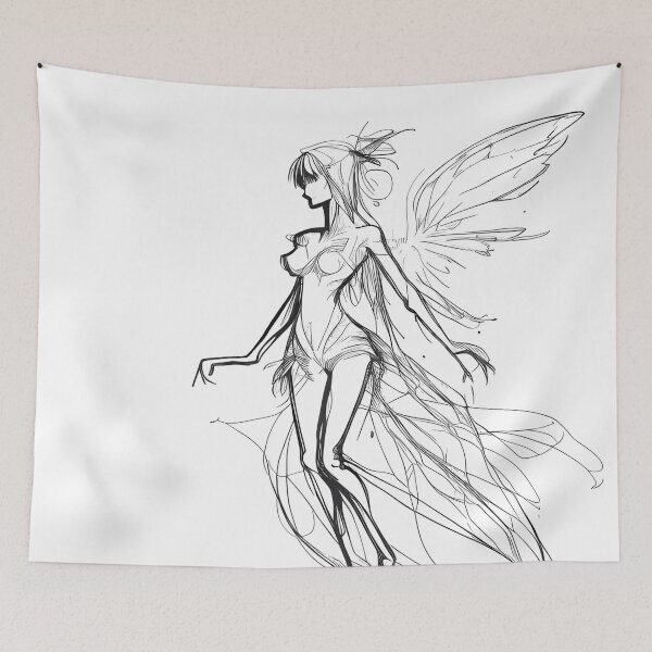 Item preview, Ethereal Fairy Flight - Line Art Magic designed and sold by ShadowAndSlate.