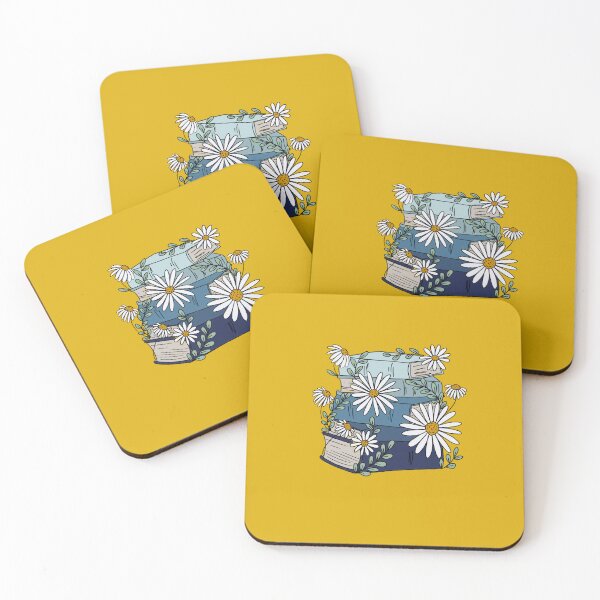 Item preview, Light Blue Book Stack with Daisies  on YELLOW– Whimsical Floral Reading Design designed and sold by Giulia  Palazzo.