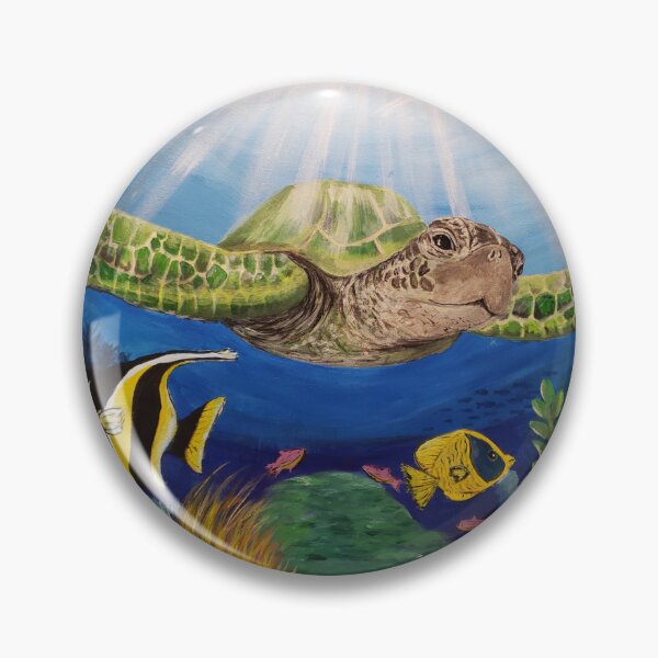Item preview, Sea Turtle in Ocean Acrylic hand painted design by Emily Albright designed and sold by ARTwithAlbright.