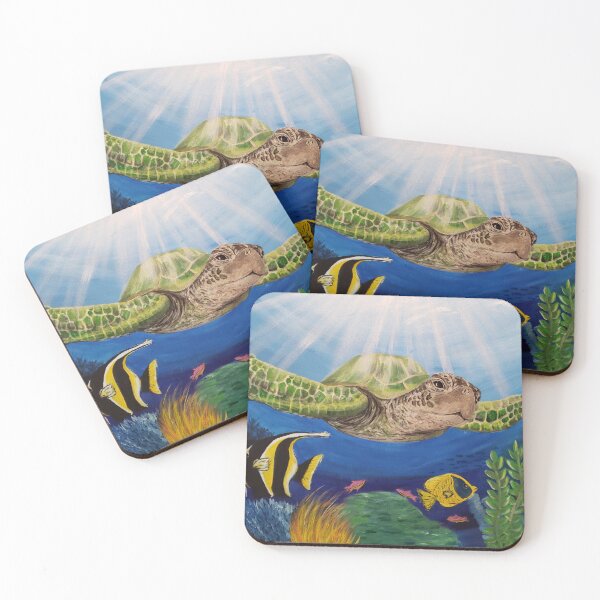 Item preview, Sea Turtle in Ocean Acrylic hand painted design by Emily Albright designed and sold by ARTwithAlbright.