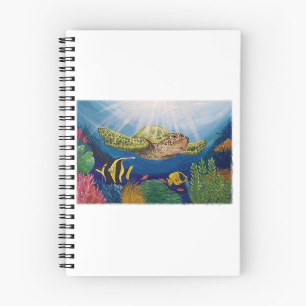 Item preview, Tortuga marina en el océano, diseño pintado a mano en acrílico por Emily Albright designed and sold by ARTwithAlbright.