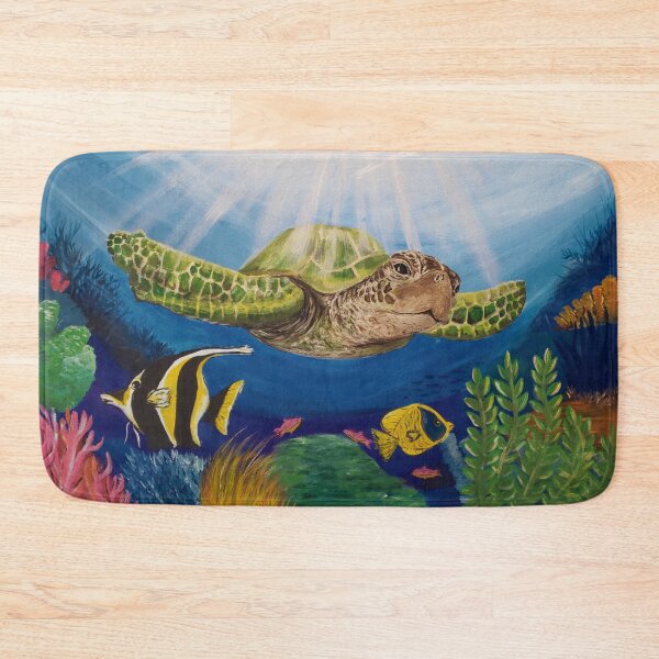 Item preview, Sea Turtle in Ocean Acrylic hand painted design by Emily Albright designed and sold by ARTwithAlbright.