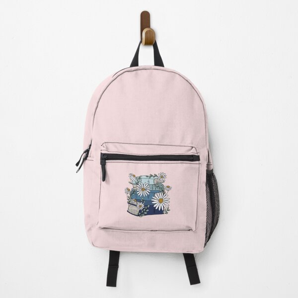 Item preview, Light Blue Book Stack with Daisies on LIGHT PINK– Whimsical Floral Reading Design designed and sold by Giulia Palazzo.