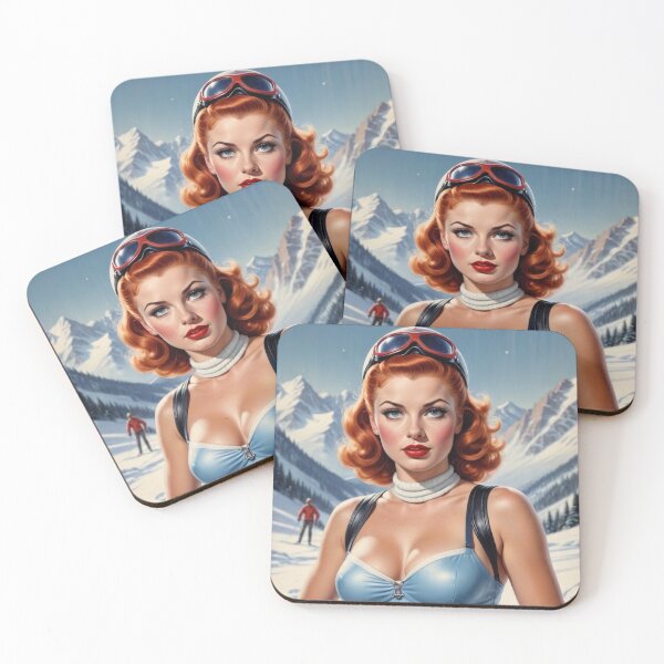 Item preview, Vintage Ski Red Head Pin Up designed and sold by MissSaylor.