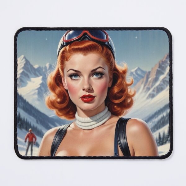 Item preview, Vintage Ski Red Head Pin Up designed and sold by MissSaylor.