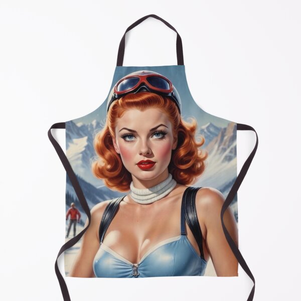 Item preview, Vintage Ski Red Head Pin Up designed and sold by MissSaylor.