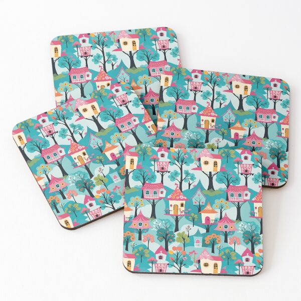 Item preview, Whimsical Pastel Treehouses In Pinks Oranges And Blues designed and sold by CarrollGene.