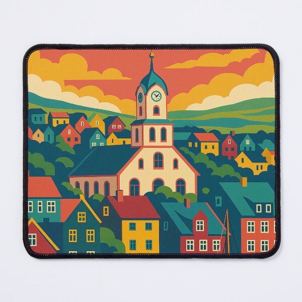 Item preview, Tórshavn Travel Poster | Retro Pop Art Cityscape | Colorful Faroe Islands Wall Art | Vintage Nordic Decor | Digital Coastal Illustration designed and sold by PaintedPixels01.