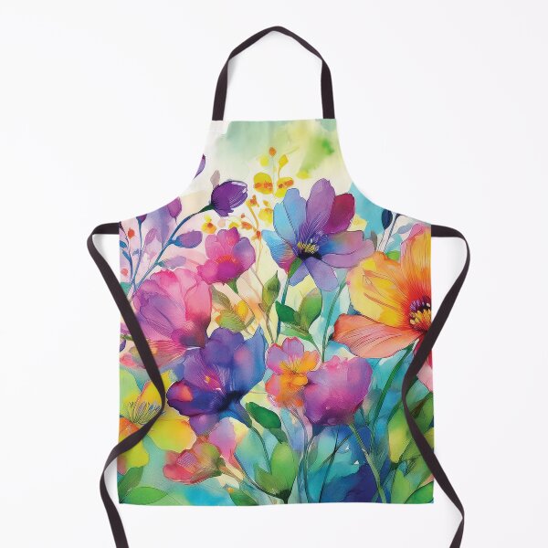 Item preview, Colourful Rainbow VINTAGE FLOWERS , multicolor and gold wildflower watercolour garden, colourful alcohol ink effect, bright vivid floral spring painting designed and sold by navitalidesign.