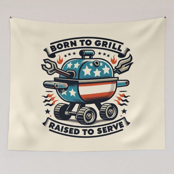 Item preview, Born to Grill, Raised to Serve - Patriotic BBQ Master designed and sold by KZbubble.