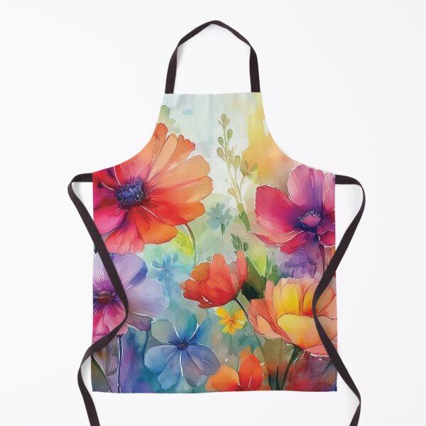 Item preview, Colourful Rainbow VINTAGE FLOWERS 2, multicolor and gold wildflower watercolour garden, colourful alcohol ink effect, bright vivid floral spring painting designed and sold by navitalidesign.