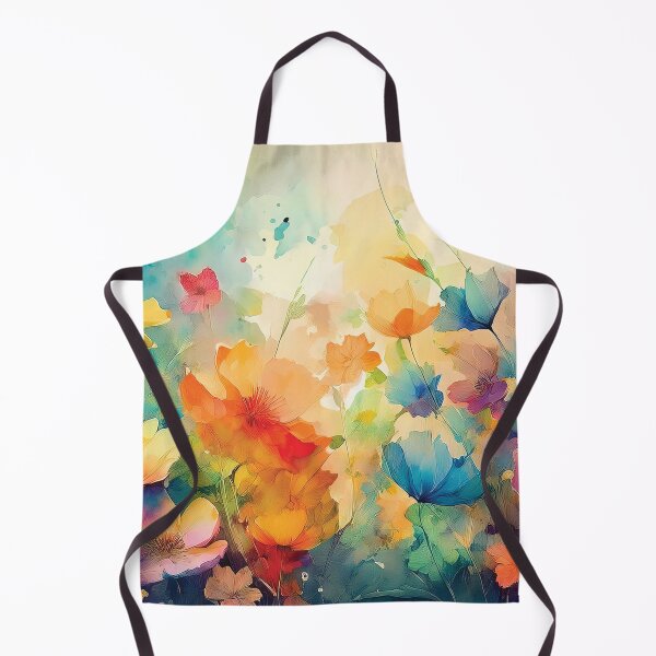 Item preview, Colourful Rainbow VINTAGE FLOWERS 3, multicolor and gold wildflower watercolour garden, colourful alcohol ink effect, bright vivid floral spring painting designed and sold by navitalidesign.