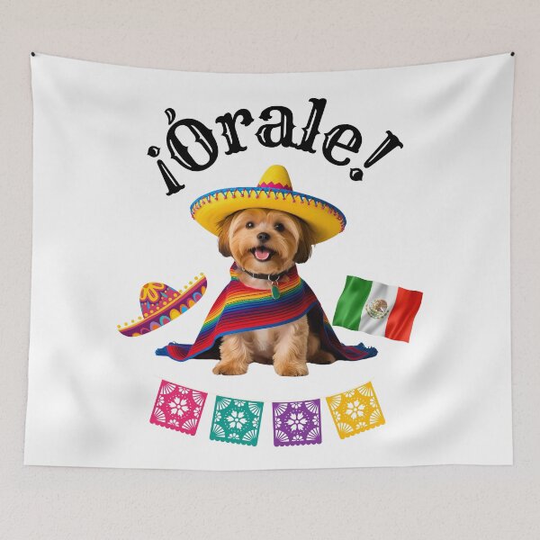 Item preview, ¡Órale Yorkipoo! Fiesta Pup in Sombrero, Poncho, and Mexican Flag Fun designed and sold by Fredster1966.