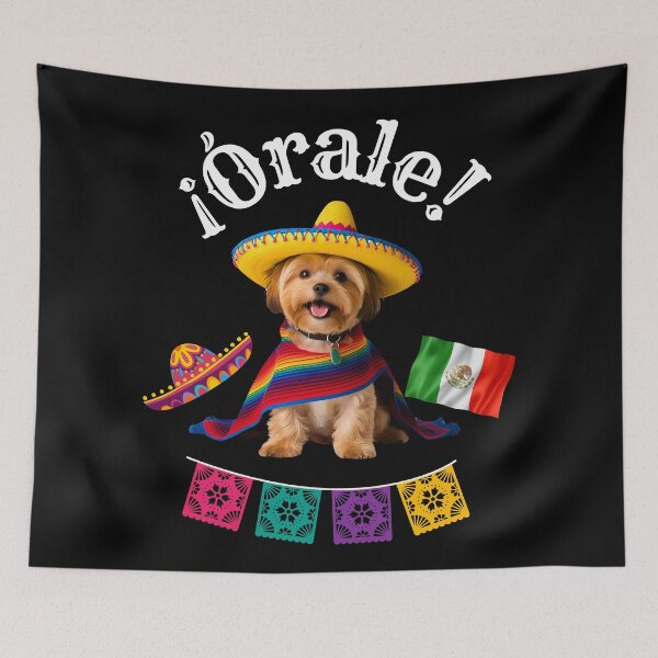 Item preview, ¡Órale Yorkipoo! Fiesta Pup in Sombrero, Poncho, and Mexican Flag Fun designed and sold by Fredster1966.