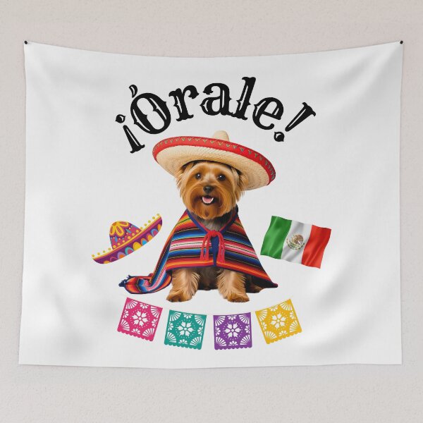 Item preview, ¡Órale Yorkshire Terrier! Fiesta Yorkie in Sombrero, Poncho & Mexican Flair designed and sold by Fredster1966.