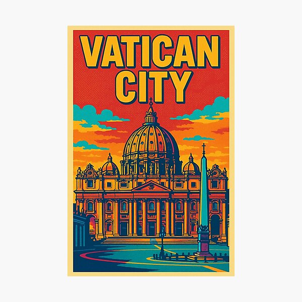 Item preview, Vatican City Retro Pop Art Poster | Vintage Travel Art | Classic Roman Architecture | Iconic Vatican Design designed and sold by PaintedPixels01.