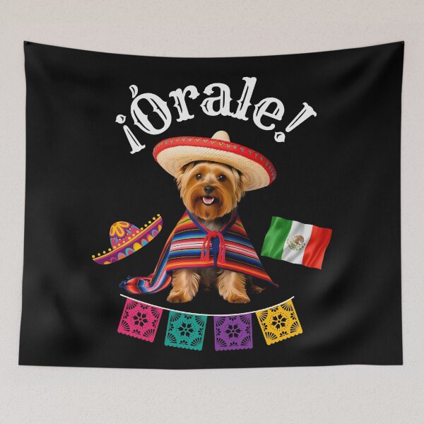 Item preview, ¡Órale Yorkshire Terrier! Fiesta Yorkie in Sombrero, Poncho & Mexican Flair designed and sold by Fredster1966.