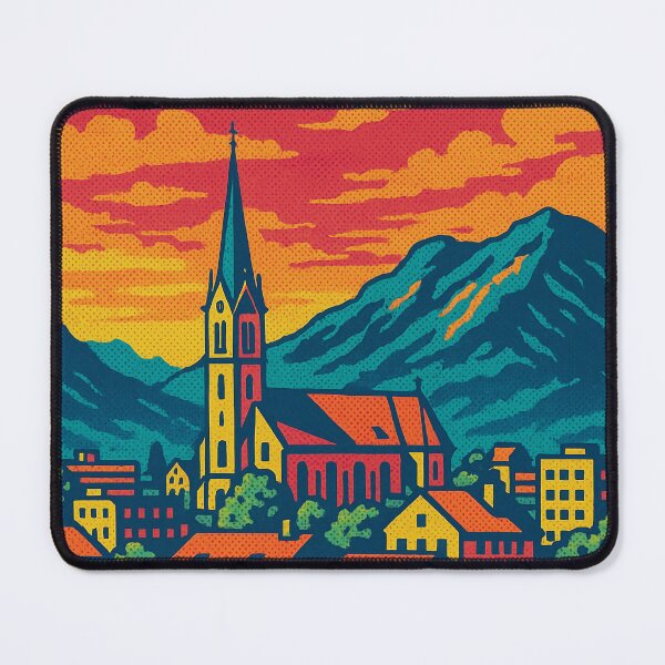 Item preview, Schaan Travel Poster | Retro Pop Art Cityscape | Liechtenstein Wall Art | Colorful European Town Print | Vintage-Inspired Schaan Design designed and sold by PaintedPixels01.
