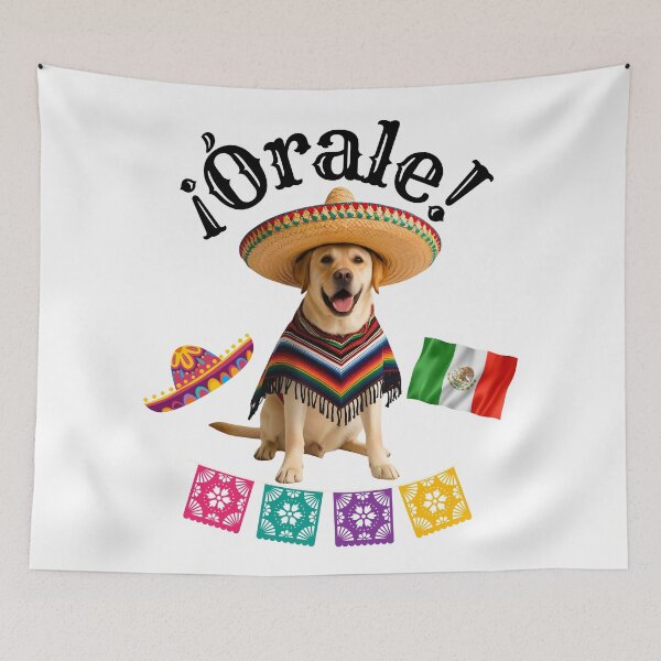 Item preview, ¡Órale Labrador Retriever! Fiesta Dog in Sombrero, Poncho, and Mexican Flag designed and sold by Fredster1966.