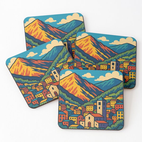 Item preview, Retro Pop Art Travel Poster | La Massana Andorra | Vibrant Mountain Town Print | Vintage Alpine Village Art | Bold Andorra Wall Decor designed and sold by PaintedPixels01.