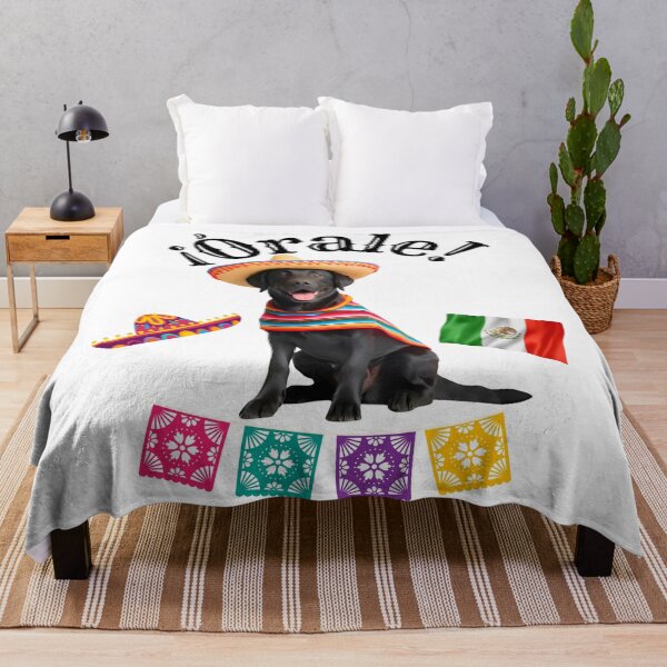 Item preview, ¡Órale Black Labrador Retriever! Fiesta Dog in Sombrero, Poncho, and Mexican Flag designed and sold by Fredster1966.