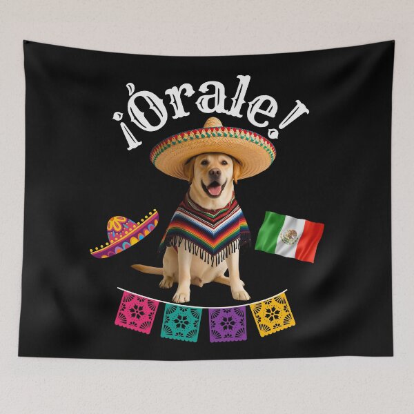 Item preview, ¡Órale Labrador Retriever! Fiesta Dog in Sombrero, Poncho, and Mexican Flag designed and sold by Fredster1966.