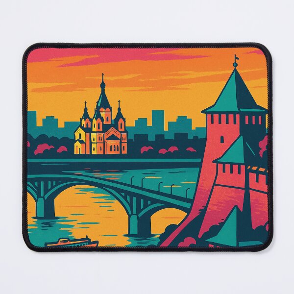 Item preview, Retro Pop Art Travel Poster | Nizhny Novgorod Cityscape | Russia Wall Art | Vintage City View | Bold Colorful Architecture designed and sold by PaintedPixels01.