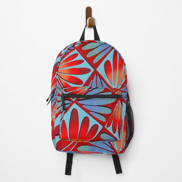 Item preview, Red and blue botanical floral leafy pattern designed and sold by DaveDanchuk.