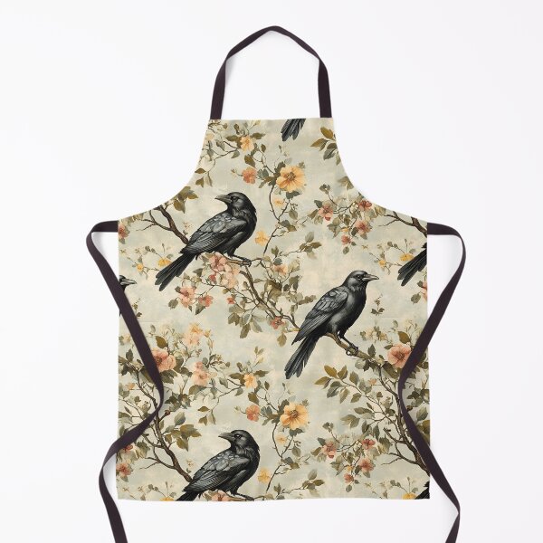 Aperçu de l'œuvre Motif de corbeau, organe floral, feuilles vertes, arbre créée et vendue par Art-Crafter.