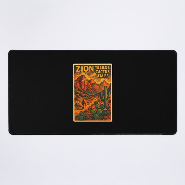 Item preview, Zion Trails & Cactus Tales – Stylized Desert & Canyon Scenery Art Print designed and sold by Psycho-Crazy.