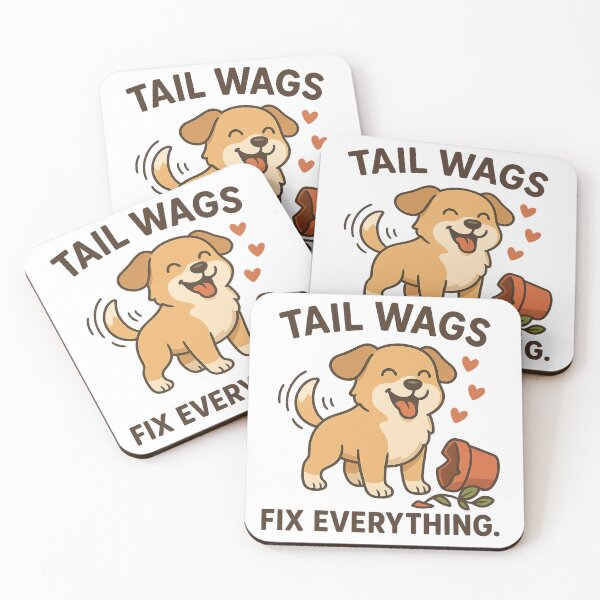 Item preview, Tail Wags Fix Everything – Cute Dog Cartoon Design designed and sold by ClearSkyThreadz.