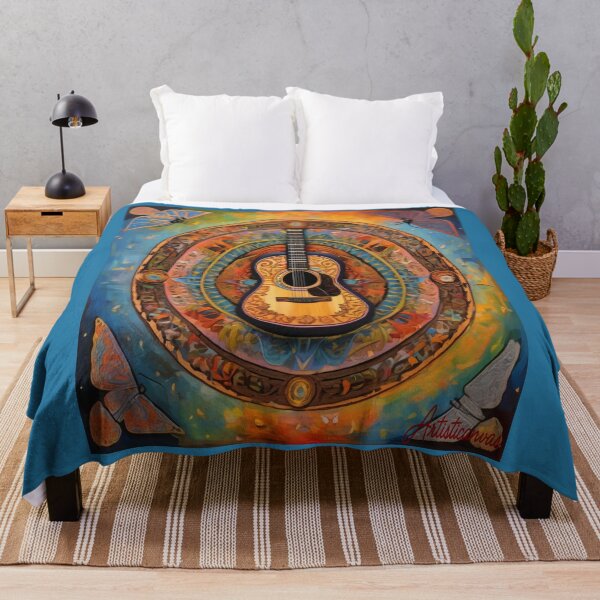 Item preview, "Floral Harmony: Acoustic Guitar in Vibrant Mandala" designed and sold by Artisticanvas.